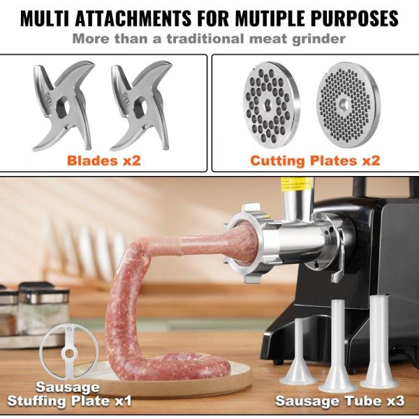 Food Preparation Equipment | Electric Meat Grinder, 419 Lb/H Capacity, 575W（1100W MAX) Industrial Meat Mincer w/ 2 Blade, 3 Grinding Plates, Sausage Maker Die-cast Aluminum Commercial Meat Grinder, ETL Listed Food Preparation Equipment Food Preparation Equipment