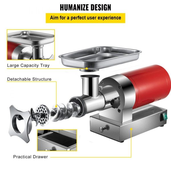 Food Preparation Equipment | Electric Meat Grinder, 661 Lbs/Hour1100 W Meat Grinder Machine, 1.5 HP Electric Meat Mincer with 2 Grinding Plates, Sausage Kit Set Meat Grinder Heavy Duty, Home Kitchen & Commercial Use Red Food Preparation Equipment Food Preparation Equipment