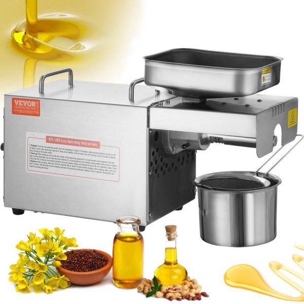 Food Preparation Equipment | Electric Oil Press Machine, 700W Stainless Steel Oil Extractor Machine, 140℃ / 284℉ Constant Temperature, Hot Press Oil Expeller for Pressing Peanuts, Sesame Seeds, Rapeseed, Tea Seeds Food Preparation Equipment Food Preparation Equipment