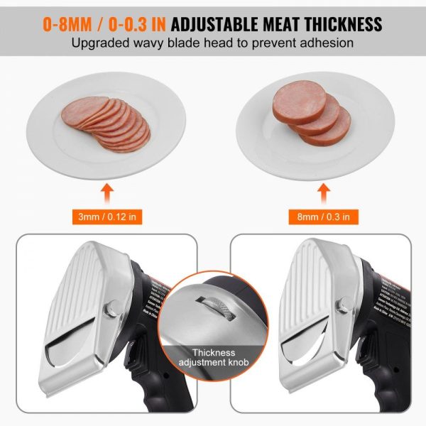 Food Preparation Equipment | Electric Shawarma Knife, 80W Professional Turkish Kebab Knife, Commercial Stainless Steel Gyro Cutter, Doner Kebab Meat Slicer with 2 Blades, Φ4″/100mm Blade Diameter, 0-8mm Adjustable Thickness Food Preparation Equipment Food Preparation Equipment