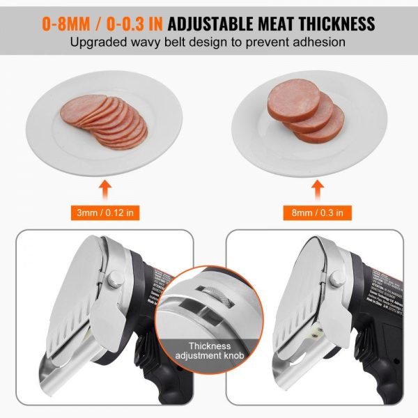 Food Preparation Equipment | Electric Shawarma Knife, 80W Professional Turkish Kebab Knife, Commercial Stainless Steel Gyro Cutter, Doner Kebab Meat Slicer with 2 Blades, Φ4″/100mm Blade Diameter, 0-8mm Adjustable Thickness Food Preparation Equipment Food Preparation Equipment