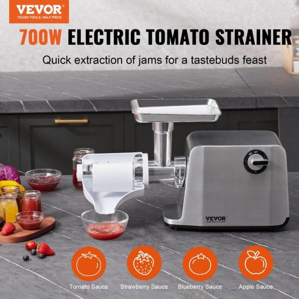 Food Preparation Equipment | Electric Tomato Strainer, 700W Tomato Sauce Maker Machine, 100 LBS/H Food Strainer and Sauce Maker, Փ45mm Commercial Grade Food Mill with Reverse Function for Tomato Strawberry Blueberry Sauce Food Preparation Equipment Food Preparation Equipment