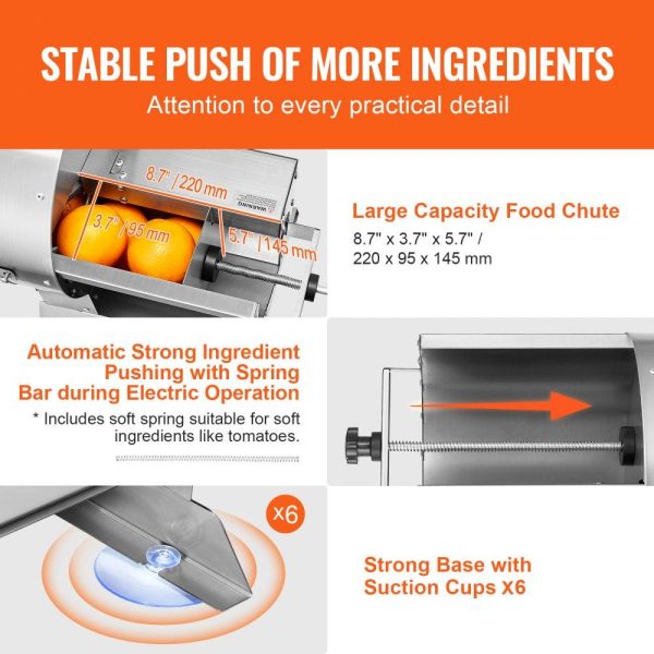 Food Preparation Equipment | Electric Vegetable Slicer, 0-0.5″/0-12mm Thickness Adjustable Commercial Slicer Machine, Convertible to Manual, Stainless Steel Food Cutter Slicing Machine, for Potato, Lemon, Tomato, Apple Food Preparation Equipment Food Preparation Equipment