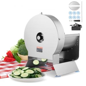 Food Preparation Equipment | Electric Vegetable Slicer, 0-0.5″/0-12mm Thickness Adjustable Commercial Slicer Machine, Convertible to Manual, Stainless Steel Food Cutter Slicing Machine, Large Feed Port for Potato, Tomato Food Preparation Equipment Food Preparation Equipment