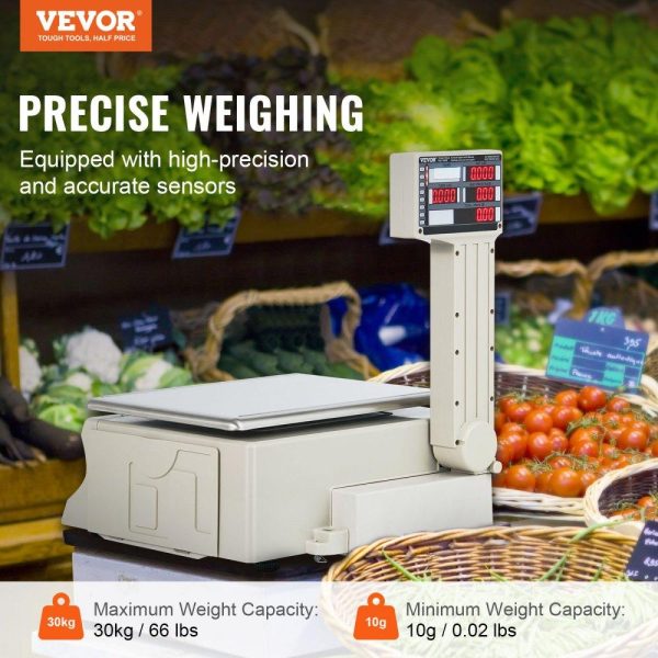 Food Preparation Equipment | Electronic Price Computing Scale, 66 LB Digital Deli Weight Scales, LCD & LED Digital Commercial Food Fruit Meat Produce Counting Weight, for Retail Store, Kitchen, Restaurant Market, and Farmer Food Preparation Equipment Food Preparation Equipment