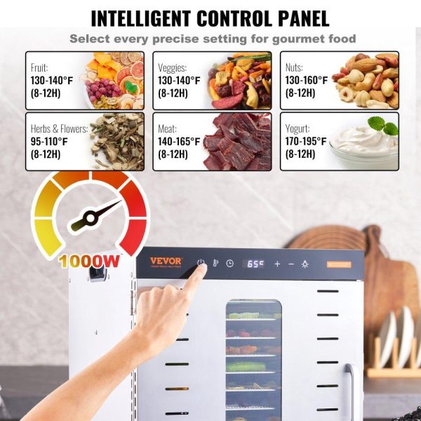 Food Preparation Equipment | Food Dehydrator Machine, 10 Stainless Steel Trays, 1000W Electric Food Dryer with Digital Adjustable Timer & Temperature for Jerky, Herb, Meat, Beef, Fruit, Dog Treats and Vegetables Food Preparation Equipment Food Preparation Equipment