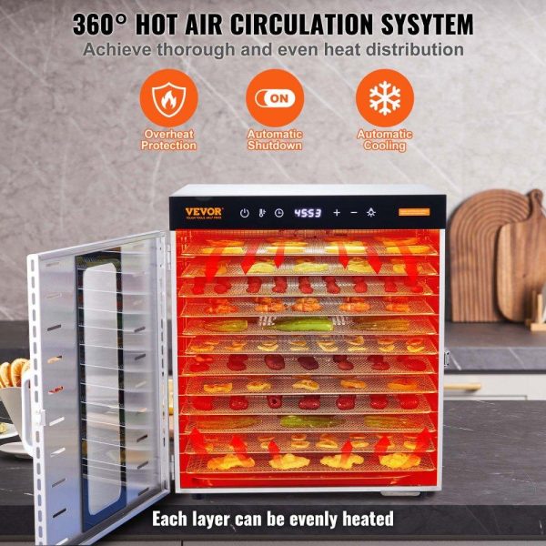 Food Preparation Equipment | Food Dehydrator Machine, 10 Stainless Steel Trays, 1000W Electric Food Dryer with Digital Adjustable Timer & Temperature for Jerky, Herb, Meat, Beef, Fruit, Dog Treats and Vegetables Food Preparation Equipment Food Preparation Equipment