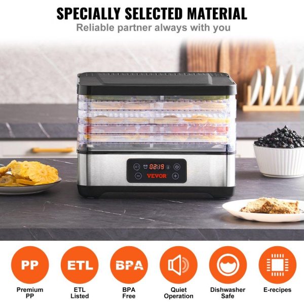 Food Preparation Equipment | Food Dehydrator Machine, 5-Tray Fruit Dehydrator, 300W Electric Food Dryer w/ Digital Adjustable Timer & Temperature for Jerky, Herb, Meat, Beef, Fruit, Dog Treats and Vegetables, ETL Listed Food Preparation Equipment Food Preparation Equipment