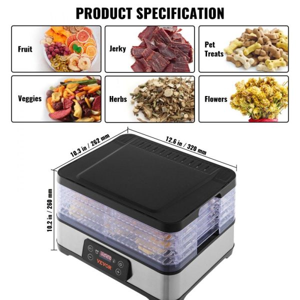 Food Preparation Equipment | Food Dehydrator Machine, 5-Tray Fruit Dehydrator, 300W Electric Food Dryer w/ Digital Adjustable Timer & Temperature for Jerky, Herb, Meat, Beef, Fruit, Dog Treats and Vegetables, ETL Listed Food Preparation Equipment Food Preparation Equipment