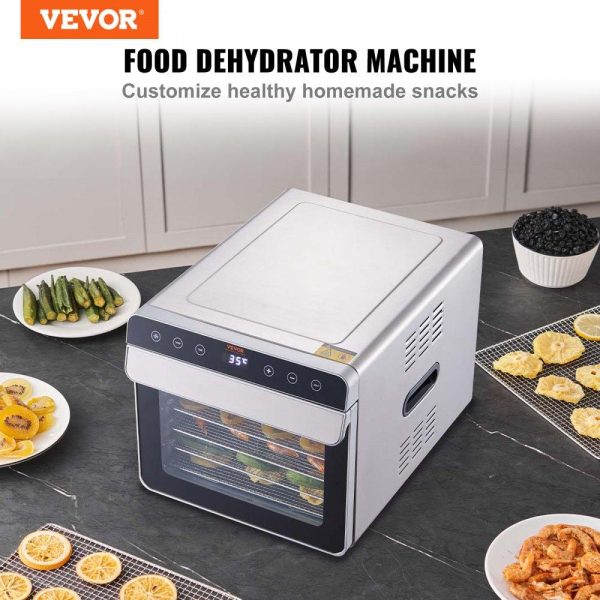 Food Preparation Equipment | Food Dehydrator Machine, 6 Stainless Steel Trays, 700W Electric Food Dryer w/ Digital Adjustable Timer & Temperature for Jerky, Herb, Meat, Beef, Fruit, Dog Treats and Vegetables, ETL Listed Food Preparation Equipment Food Preparation Equipment