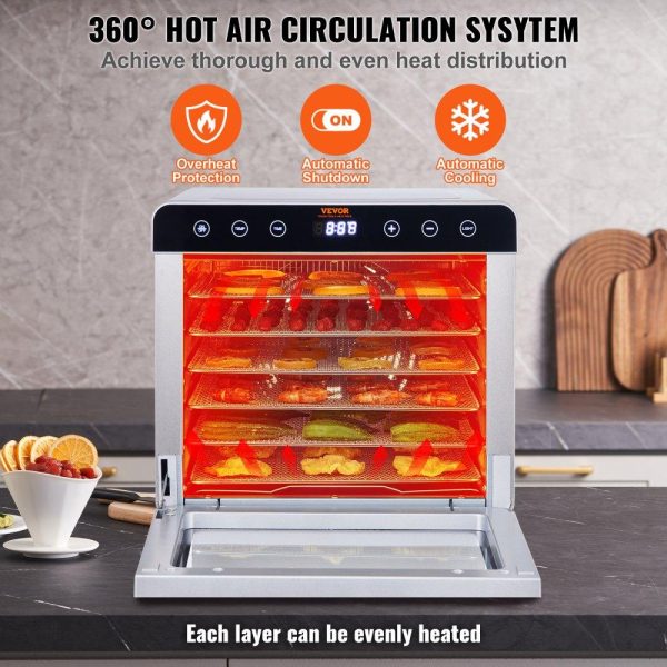 Food Preparation Equipment | Food Dehydrator Machine, 6 Stainless Steel Trays, 700W Electric Food Dryer w/ Digital Adjustable Timer & Temperature for Jerky, Herb, Meat, Beef, Fruit, Dog Treats and Vegetables, ETL Listed Food Preparation Equipment Food Preparation Equipment