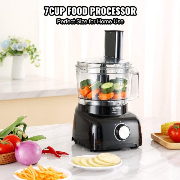 Food Preparation Equipment | Food Processor, 7-Cup Vegetable Chopper for Chopping, Mixing, Slicing, and Kneading Dough, 350 Watts Stainless Steel Blade Professional Electric Food Chopper, Easy Assembly & Clean, Black Food Preparation Equipment Food Preparation Equipment