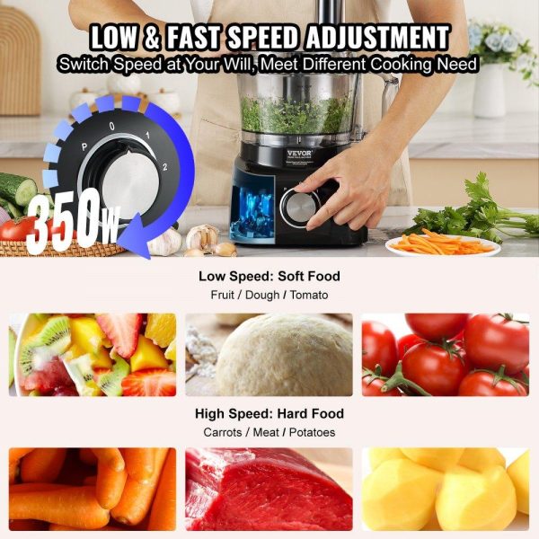 Food Preparation Equipment | Food Processor, 7-Cup Vegetable Chopper for Chopping, Mixing, Slicing, and Kneading Dough, 350 Watts Stainless Steel Blade Professional Electric Food Chopper, Easy Assembly & Clean, Black Food Preparation Equipment Food Preparation Equipment