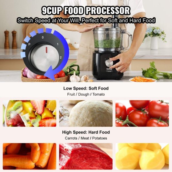 Food Preparation Equipment | Food Processor, 9-Cup Vegetable Chopper for Chopping, Slicing, Shredding, Puree, and Kneading, 600 Watts Stainless Steel Blade Professional Electric Food Chopper, Easy Assembly & Clean, Black Food Preparation Equipment Food Preparation Equipment