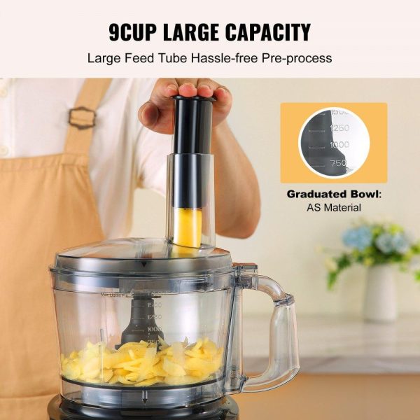 Food Preparation Equipment | Food Processor, 9-Cup Vegetable Chopper for Chopping, Slicing, Shredding, Puree, and Kneading, 600 Watts Stainless Steel Blade Professional Electric Food Chopper, Easy Assembly & Clean, Black Food Preparation Equipment Food Preparation Equipment