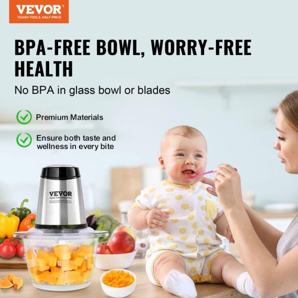 Food Preparation Equipment | Food Processor, Electric Meat Grinder with 4 Stainless Steel Blades, 400W Electric Food Chopper, 5 Cup Glass Bowl, 2 Speeds Food Grinder for Baby Food, Meat, Onion, Vegetables Food Preparation Equipment Food Preparation Equipment