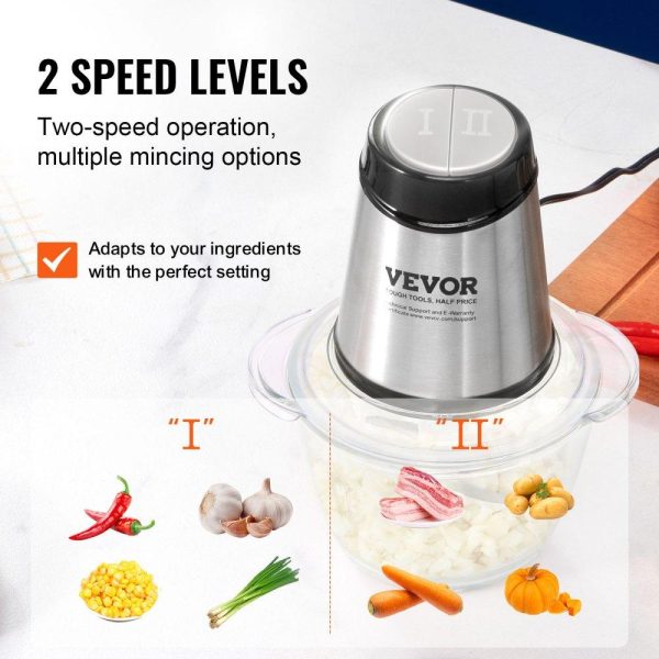 Food Preparation Equipment | Food Processor, Electric Meat Grinder with 4 Stainless Steel Blades, 400W Electric Food Chopper, 5 Cup Glass Bowl, 2 Speeds Food Grinder for Baby Food, Meat, Onion, Vegetables Food Preparation Equipment Food Preparation Equipment