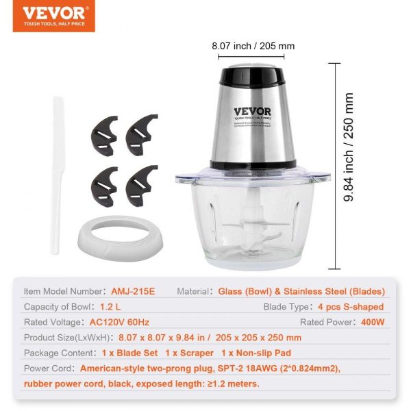 Food Preparation Equipment | Food Processor, Electric Meat Grinder with 4 Stainless Steel Blades, 400W Electric Food Chopper, 5 Cup Glass Bowl, 2 Speeds Food Grinder for Baby Food, Meat, Onion, Vegetables Food Preparation Equipment Food Preparation Equipment