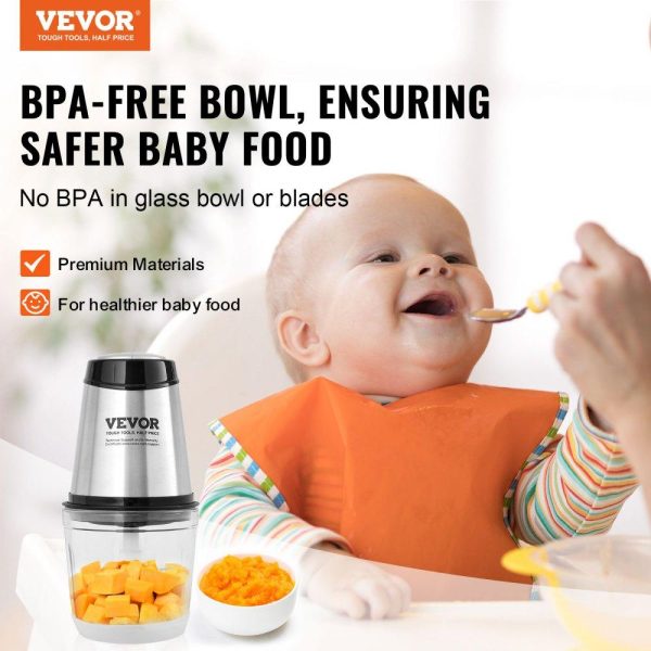 Food Preparation Equipment | Food Processor, Electric Meat Grinder with 4-Wing Stainless Steel Blades, 2.5 Cup Glass Bowl, 400W Electric Food Chopper, 2 Speeds Food Grinder for Baby Food, Meat, Onion, Vegetables Food Preparation Equipment Food Preparation Equipment