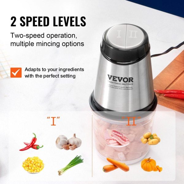 Food Preparation Equipment | Food Processor, Electric Meat Grinder with 4-Wing Stainless Steel Blades, 2.5 Cup Glass Bowl, 400W Electric Food Chopper, 2 Speeds Food Grinder for Baby Food, Meat, Onion, Vegetables Food Preparation Equipment Food Preparation Equipment