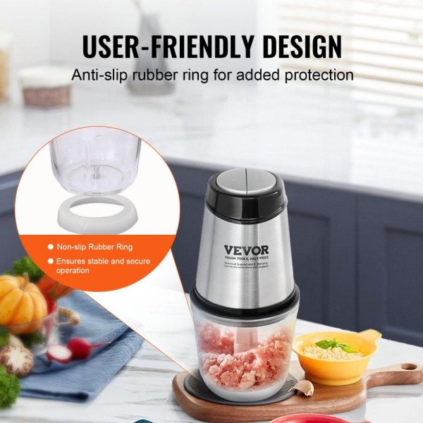 Food Preparation Equipment | Food Processor, Electric Meat Grinder with 4-Wing Stainless Steel Blades, 2.5 Cup Glass Bowl, 400W Electric Food Chopper, 2 Speeds Food Grinder for Baby Food, Meat, Onion, Vegetables Food Preparation Equipment Food Preparation Equipment