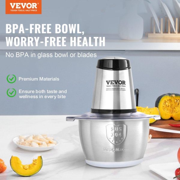 Food Preparation Equipment | Food Processor, Electric Meat Grinder with 4-Wing Stainless Steel Blades, 400W Electric Food Chopper, 8 Cup Stainless Steel Bowl, 2 Speeds Food Grinder for Baby Food, Meat, Onion, Vegetables Food Preparation Equipment Food Preparation Equipment