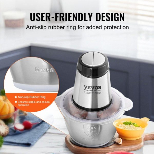 Food Preparation Equipment | Food Processor, Electric Meat Grinder with 4-Wing Stainless Steel Blades, 400W Electric Food Chopper, 8 Cup Stainless Steel Bowl, 2 Speeds Food Grinder for Baby Food, Meat, Onion, Vegetables Food Preparation Equipment Food Preparation Equipment