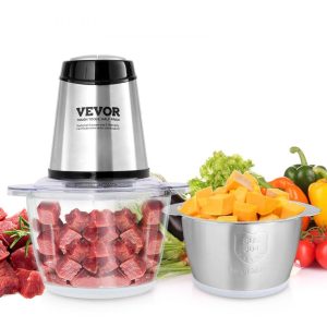 Food Preparation Equipment | Food Processor, Electric Meat Grinder with 4-Wing Stainless Steel Blades, 8 Cup+5 Cup Two Bowls, 400W Electric Food Chopper, 2 Speeds Food Grinder for Baby Food, Meat, Onion, Vegetables Food Preparation Equipment Food Preparation Equipment