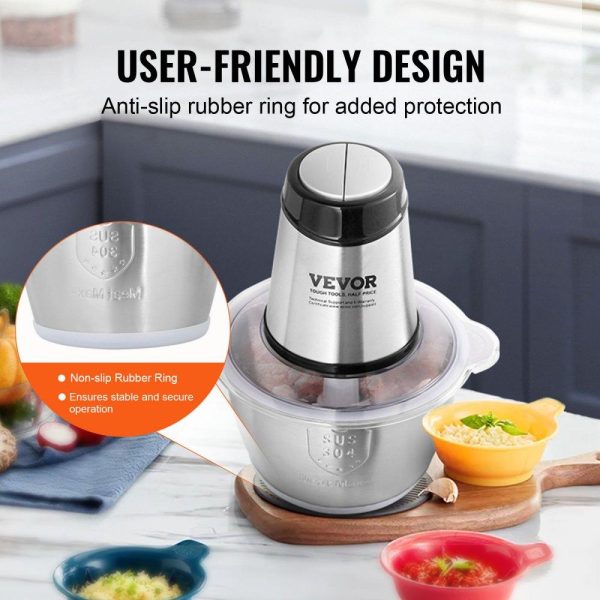 Food Preparation Equipment | Food Processor, Electric Meat Grinder with 4-Wing Stainless Steel Blades, 8 Cup+5 Cup Two Bowls, 400W Electric Food Chopper, 2 Speeds Food Grinder for Baby Food, Meat, Onion, Vegetables Food Preparation Equipment Food Preparation Equipment