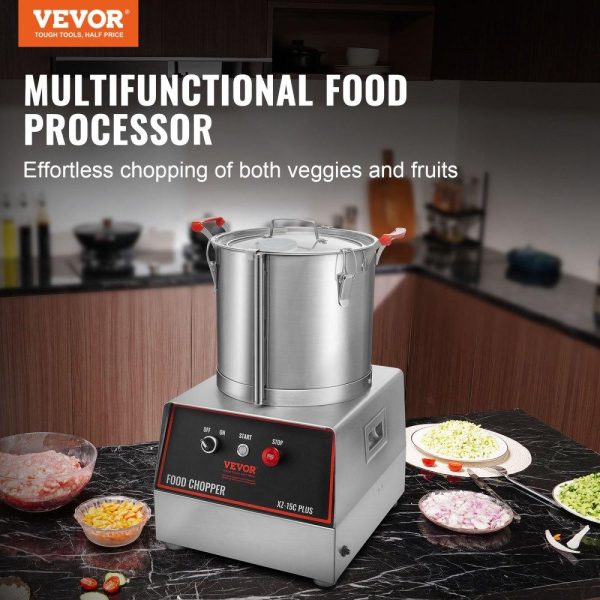 Food Preparation Equipment | Food Processor & Vegetable Chopper, 16 Quart, 1400W Food-Grade Stainless Steel Food Processor Chopper with 2 Extra S-Curve Blades, Multifunctional for Chopping Vegetables, Meat, Grains, Nuts Food Preparation Equipment Food Preparation Equipment