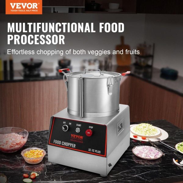 Food Preparation Equipment | Food Processor & Vegetable Chopper, 7 Quart Bowl, 750W Food-Grade Stainless Steel Food Processor Chopper with 2 Extra S-Curve Blades, Multifunctional for Chopping Vegetables, Meat, Grains, Nuts Food Preparation Equipment Food Preparation Equipment