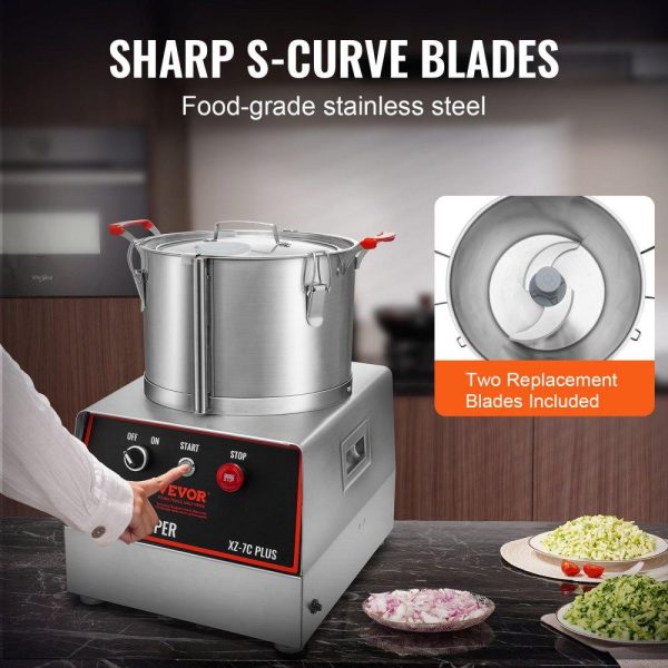 Food Preparation Equipment | Food Processor & Vegetable Chopper, 7 Quart Bowl, 750W Food-Grade Stainless Steel Food Processor Chopper with 2 Extra S-Curve Blades, Multifunctional for Chopping Vegetables, Meat, Grains, Nuts Food Preparation Equipment Food Preparation Equipment