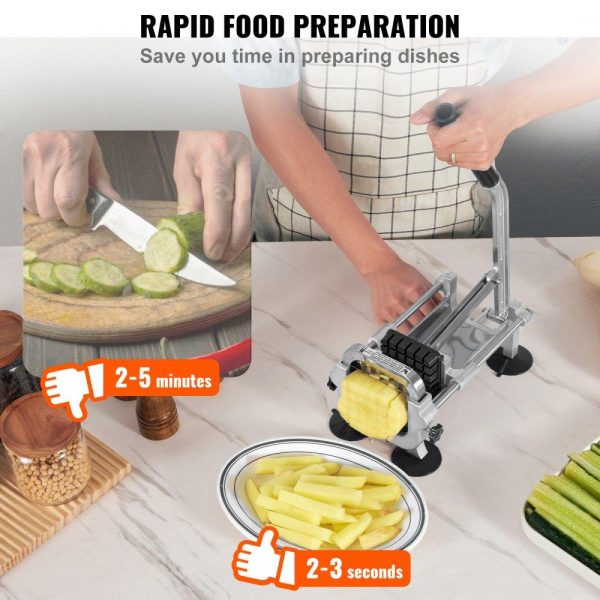 Food Preparation Equipment | French Fry Cutter, 1/2″ Stainless Steel Blade Potato Slicer, Manual Potato Chopper Cutter with Suction Cups, Fries Cutter for Potato, French Fries, Cucumber, Vegetables, Carrot Food Preparation Equipment Food Preparation Equipment