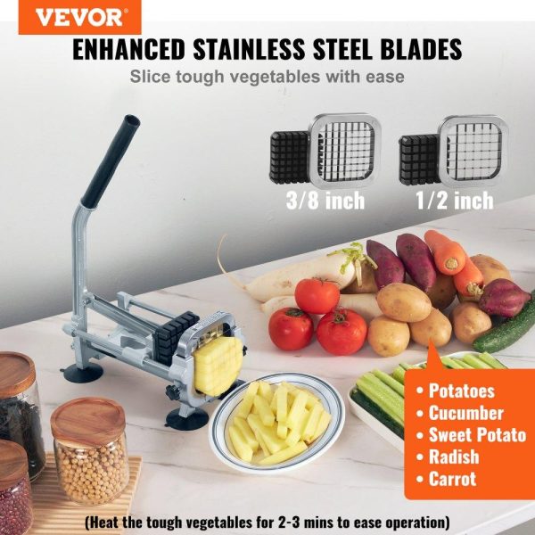 Food Preparation Equipment | French Fry Cutter, Potato Slicer with 1/2-Inch and 3/8-Inch Stainless Steel Blades, Manual Potato Cutter Chopper with Suction Cups, Great for Potato, French Fries, Cucumber, Vegetables, Carrot Food Preparation Equipment Food Preparation Equipment