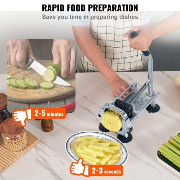 Food Preparation Equipment | French Fry Cutter, Potato Slicer with 1/2-Inch and 3/8-Inch Stainless Steel Blades, Manual Potato Cutter Chopper with Suction Cups, Great for Potato, French Fries, Cucumber, Vegetables, Carrot Food Preparation Equipment Food Preparation Equipment