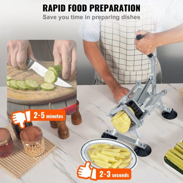 Food Preparation Equipment | French Fry Cutter, Potato Slicer with 1/2-Inch and 3/8-Inch Stainless Steel Blades, Manual Potato Cutter Chopper with Suction Cups, Great for Potato, French Fries, Cucumber, Vegetables, Carrot Food Preparation Equipment Food Preparation Equipment