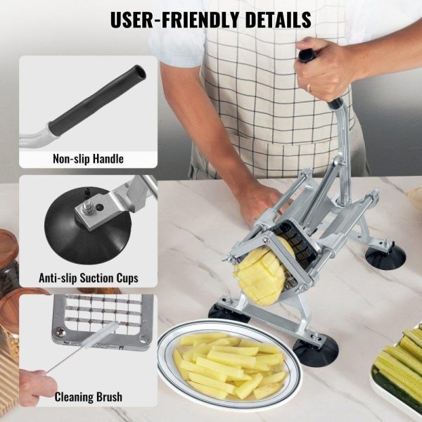 Food Preparation Equipment | French Fry Cutter, Potato Slicer with 1/2-Inch and 3/8-Inch Stainless Steel Blades, Manual Potato Cutter Chopper with Suction Cups, Great for Potato, French Fries, Cucumber, Vegetables, Carrot Food Preparation Equipment Food Preparation Equipment