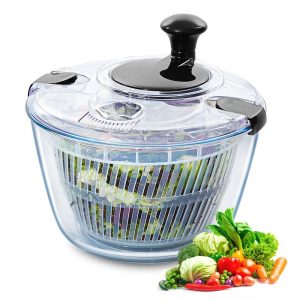 Food Preparation Equipment | Glass Salad Spinner, 4.75Qt, One-handed Easy Press Large Vegetable Dryer Washer, Lettuce Cleaner and Dryer with High Borosilicate Glass Bowl Lid, for Greens, Herbs, Berries, Fruits, No BPA Food Preparation Equipment Food Preparation Equipment