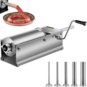 Food Preparation Equipment | Horizontal Sausage Stuffer 5L/11Lbs Manual Sausage Maker With 5 Filling Nozzles Sausage Stuffing Machine For Home & Commercial Use Stainless Steel Food Preparation Equipment Food Preparation Equipment