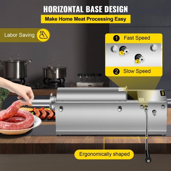 Food Preparation Equipment | Horizontal Sausage Stuffer 5L/11Lbs Manual Sausage Maker With 5 Filling Nozzles Sausage Stuffing Machine For Home & Commercial Use Stainless Steel Food Preparation Equipment Food Preparation Equipment