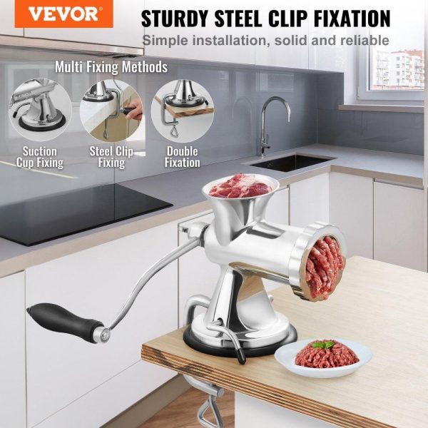 Food Preparation Equipment | Manual Meat Grinder, 304 Stainless Steel Hand Meat Grinder with Suction Cup + Steel Table Clamp, Meat Mincer Sausage Maker & 2 Cutting Plates, Sausage Tube, Grinding Head for Beef Pepper Cookie Food Preparation Equipment Food Preparation Equipment