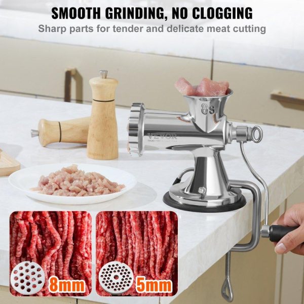 Food Preparation Equipment | Manual Meat Grinder, 304 Stainless Steel Hand Meat Grinder with Suction Cup + Steel Table Clamp, Meat Mincer Sausage Maker & 2 Cutting Plates, Sausage Tube, Grinding Head for Beef Pepper Cookie Food Preparation Equipment Food Preparation Equipment