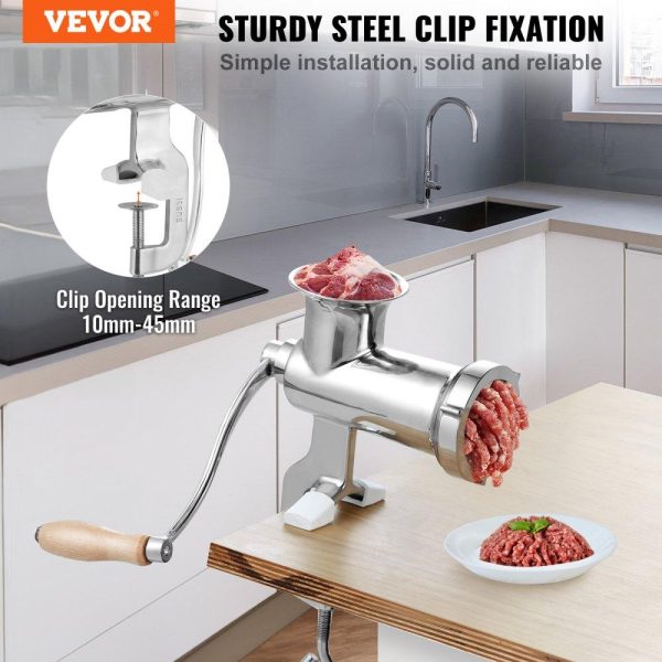 Food Preparation Equipment | Manual Meat Grinder, All Parts Stainless Steel, Hand Operated Meat Grinding Machine with Tabletop Clamp, 2 Grinding Plates & Sausage Stuffer, Ideal for Home Kitchen Restaurant Butcher’s Shop Food Preparation Equipment Food Preparation Equipment