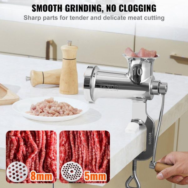 Food Preparation Equipment | Manual Meat Grinder, All Parts Stainless Steel, Hand Operated Meat Grinding Machine with Tabletop Clamp, 2 Grinding Plates & Sausage Stuffer, Ideal for Home Kitchen Restaurant Butcher’s Shop Food Preparation Equipment Food Preparation Equipment