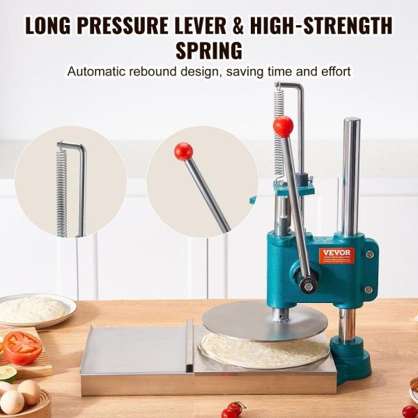 Food Preparation Equipment | Manual Pizza Dough Press Machine, 9.5inch/24cm Household Pizza Pastry, Stainless Steel Pizza Presser, Commercial Chapati Sheet Pizza Crust Press Plate, Height Adjustable Pizza Forming Machine Food Preparation Equipment Food Preparation Equipment