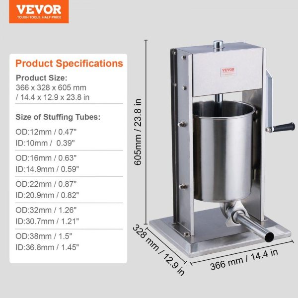 Food Preparation Equipment | Manual Sausage Stuffer 10 L Vertical Sausage Machine 304 Stainless Steel Food Preparation Equipment Food Preparation Equipment