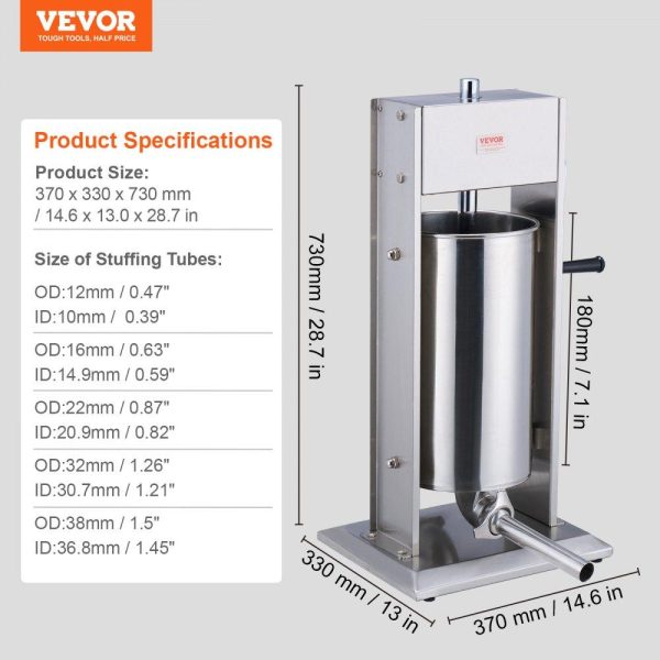 Food Preparation Equipment | Manual Sausage Stuffer 15 L Vertical Sausage Machine 304 Stainless Steel Food Preparation Equipment Food Preparation Equipment