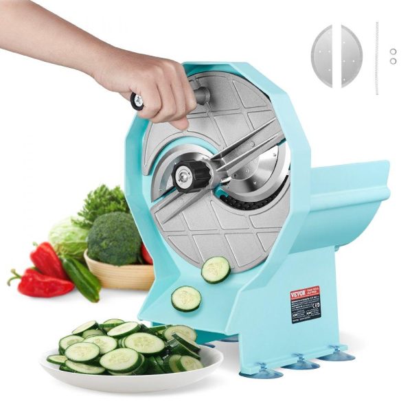 Food Preparation Equipment | Manual Vegetable Fruit Slicer, 0-0.5″/0-12mm Thickness Adjustable Commercial Slicer Machine, Double Feed Ports, Stainless Steel Blade Food Cutter Slicing Machine for Cucumber, Lemon, Tomato Food Preparation Equipment Food Preparation Equipment