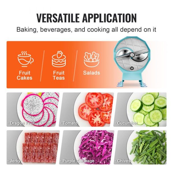 Food Preparation Equipment | Manual Vegetable Fruit Slicer, 0-0.5″/0-12mm Thickness Adjustable Commercial Slicer Machine, Double Feed Ports, Stainless Steel Blade Food Cutter Slicing Machine for Cucumber, Lemon, Tomato Food Preparation Equipment Food Preparation Equipment