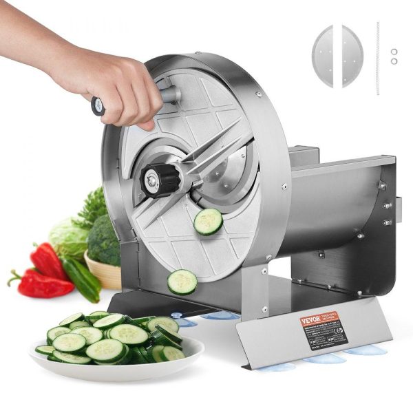 Food Preparation Equipment | Manual Vegetable Fruit Slicer, 0-0.5″/0-12mm Thickness Adjustable Commercial Slicer Machine, Stainless Steel Food Cutter Slicing Machine with 2 Spare Blades, for Potato, Cucumber, Lemon, Tomato Food Preparation Equipment Food Preparation Equipment